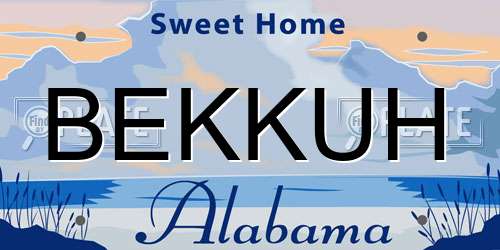 BEKKUH Alabama License Plate