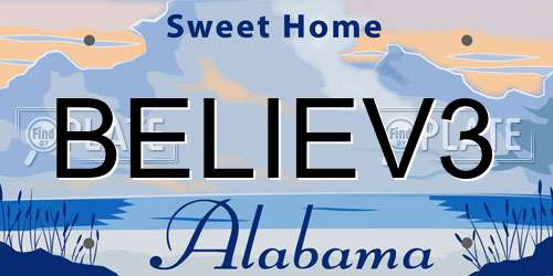 BELIEV3 Alabama License Plate