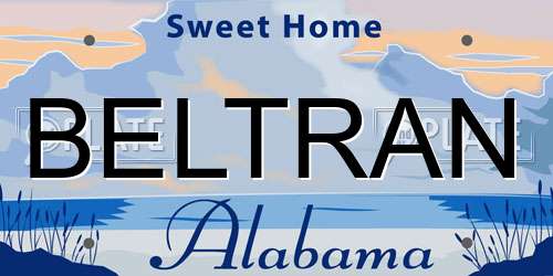 BELTRAN Alabama License Plate