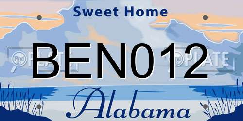 BEN012 Alabama License Plate