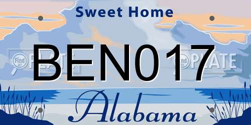 BEN017 Alabama License Plate