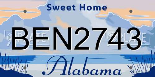 BEN2743 Alabama License Plate