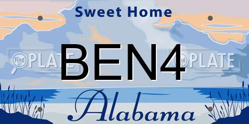 BEN4 Alabama License Plate