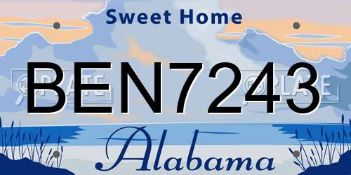 BEN7243 Alabama License Plate