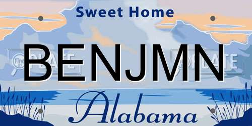 BENJMN Alabama License Plate