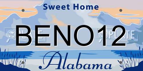 BENO12 Alabama License Plate