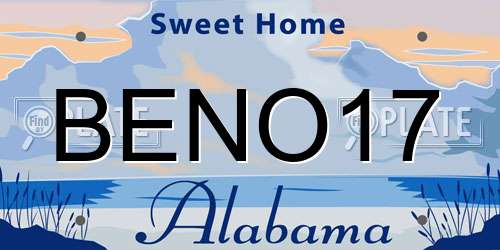 BENO17 Alabama License Plate