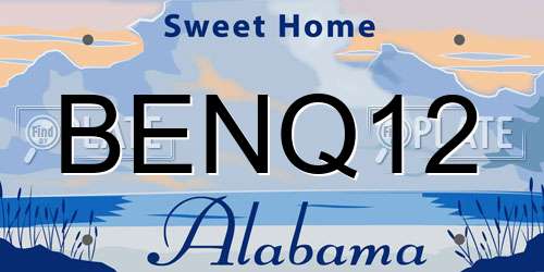 BENQ12 Alabama License Plate