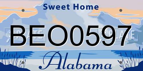 BEO0597 Alabama License Plate