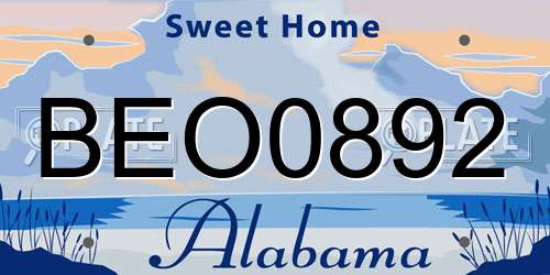 BEO0892 Alabama License Plate