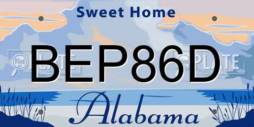BEP86D Alabama License Plate