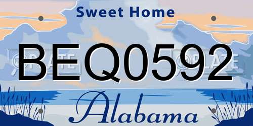 BEQ0592 Alabama License Plate