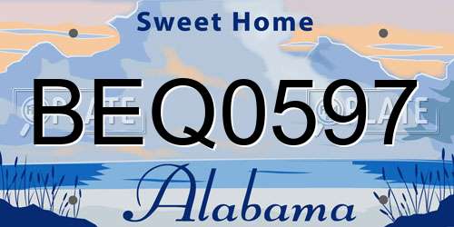 BEQ0597 Alabama License Plate