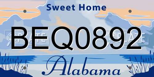 BEQ0892 Alabama License Plate