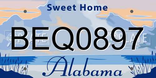 BEQ0897 Alabama License Plate