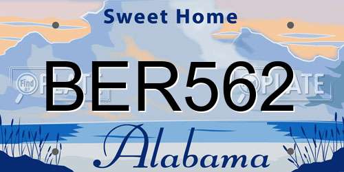 BER562 Alabama License Plate