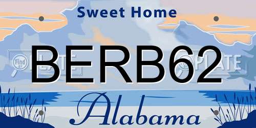 BERB62 Alabama License Plate