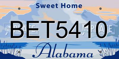 BET5410 Alabama License Plate