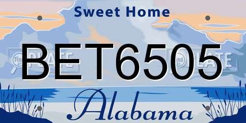BET6505 Alabama License Plate