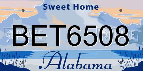 BET6508 Alabama License Plate