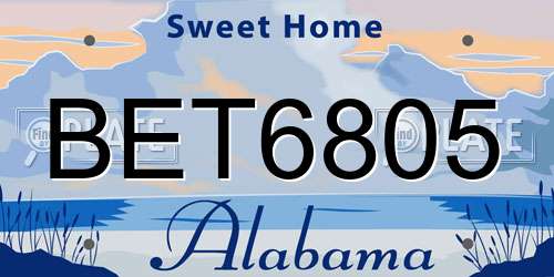BET6805 Alabama License Plate