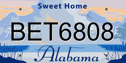 BET6808 Alabama License Plate