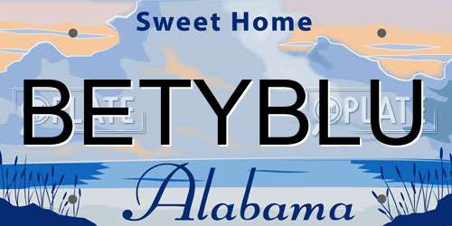 BETYBLU Alabama License Plate