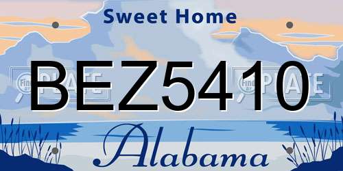 BEZ5410 Alabama License Plate