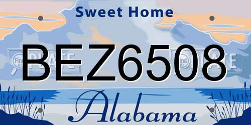 BEZ6508 Alabama License Plate