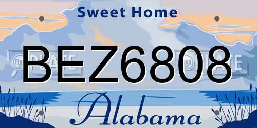 BEZ6808 Alabama License Plate