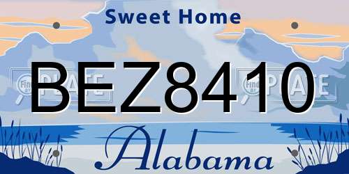 BEZ8410 Alabama License Plate