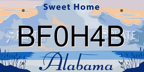 BF0H4B Alabama License Plate