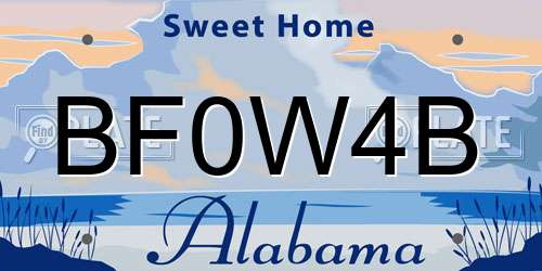 BF0W4B Alabama License Plate