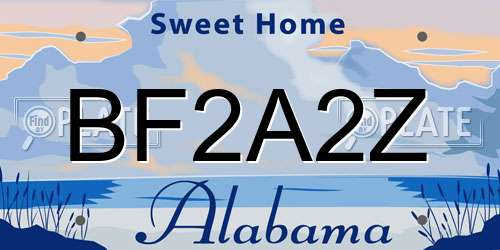 BF2A2Z Alabama License Plate