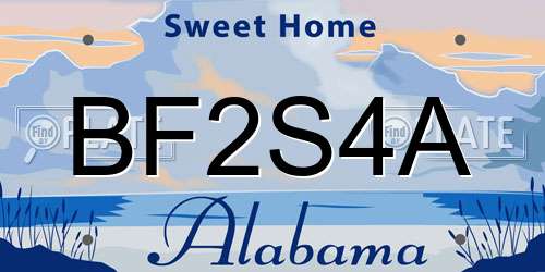 BF2S4A Alabama License Plate