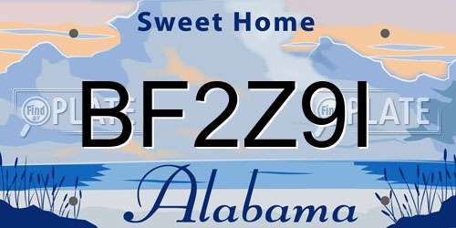 BF2Z9I Alabama License Plate