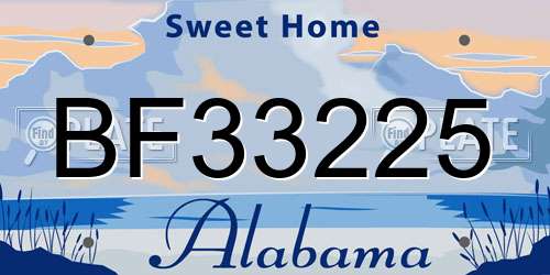 BF33225 Alabama License Plate