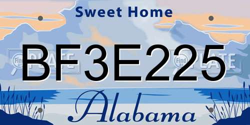 BF3E225 Alabama License Plate