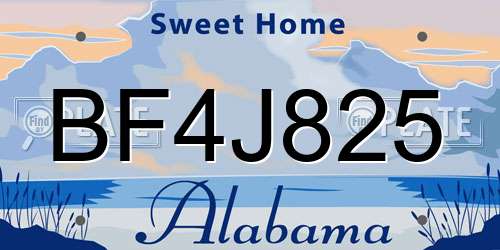 BF4J825 Alabama License Plate
