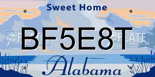 BF5E8T Alabama License Plate