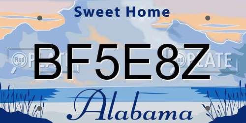 BF5E8Z Alabama License Plate