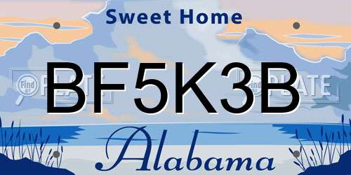 BF5K3B Alabama License Plate