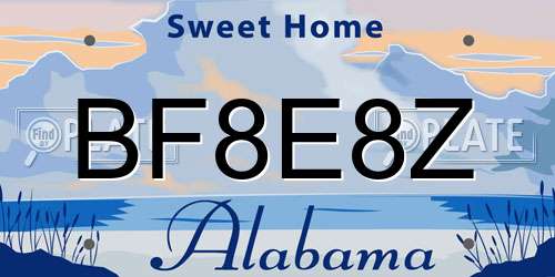 BF8E8Z Alabama License Plate