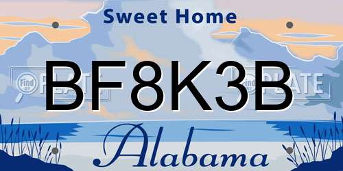 BF8K3B Alabama License Plate
