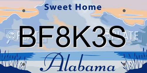 BF8K3S Alabama License Plate