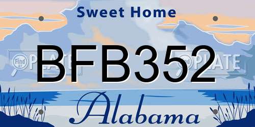 BFB352 Alabama License Plate