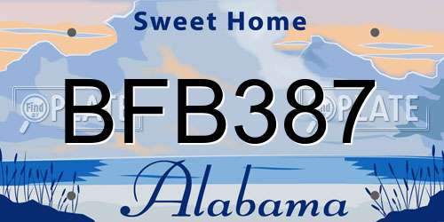 BFB387 Alabama License Plate