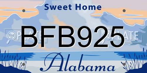 BFB925 Alabama License Plate