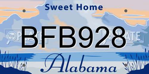 BFB928 Alabama License Plate