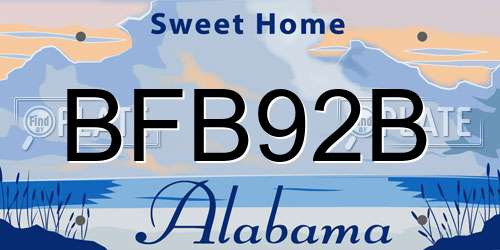 BFB92B Alabama License Plate